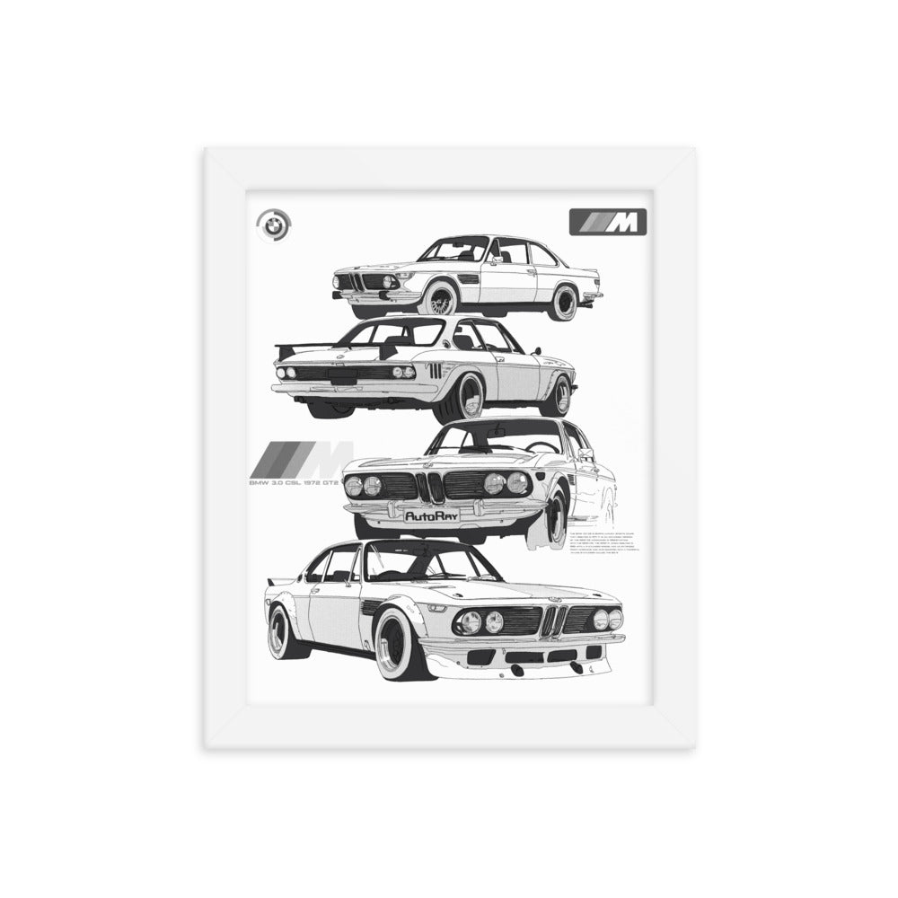 Car illustration bmw Old car Framed poster