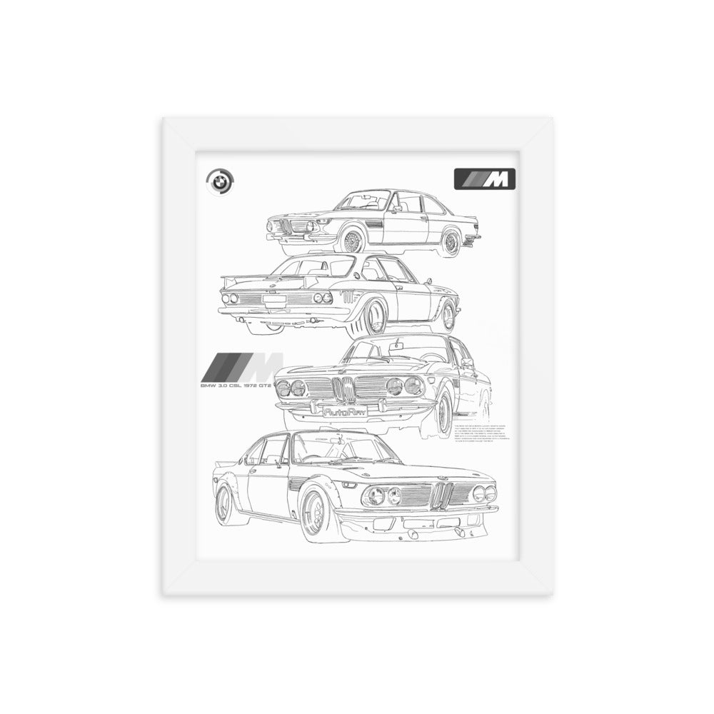 Car illustration BMW Old car Framed poster