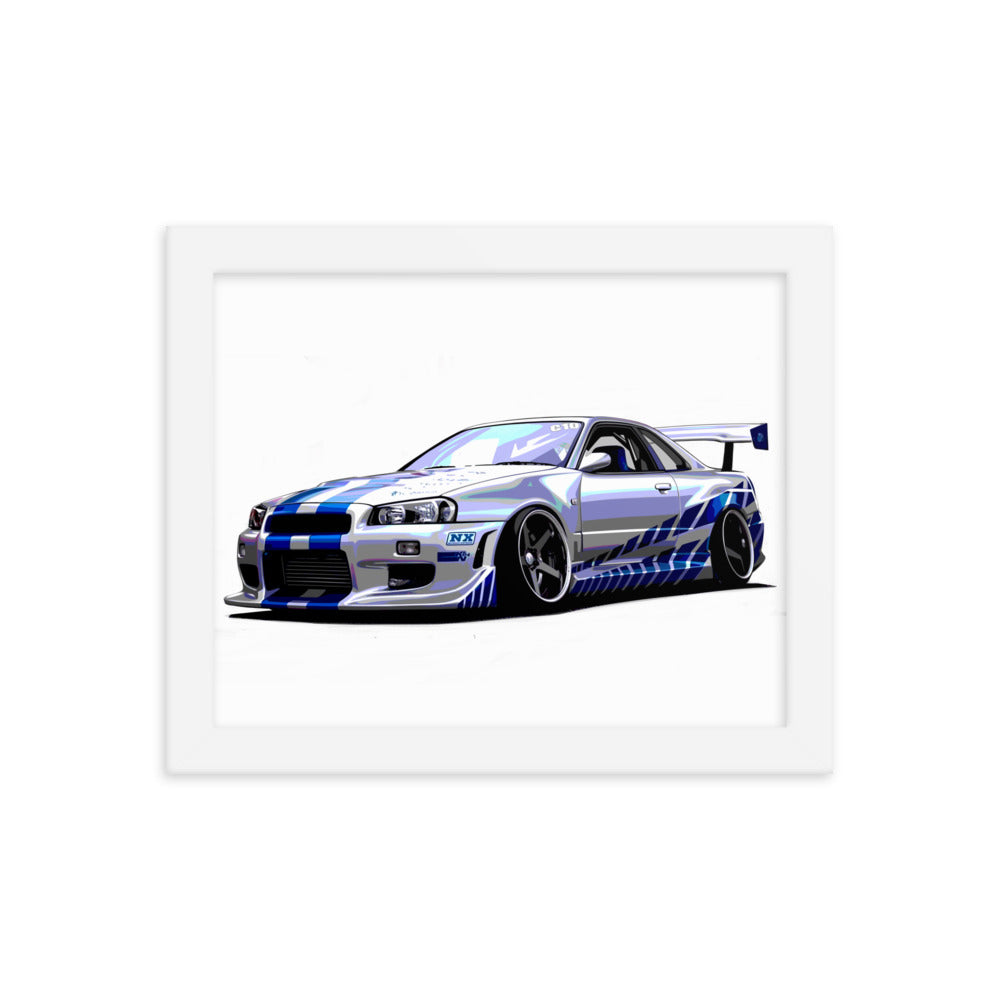 Car illustration [nissan gt-R34] Framed poster