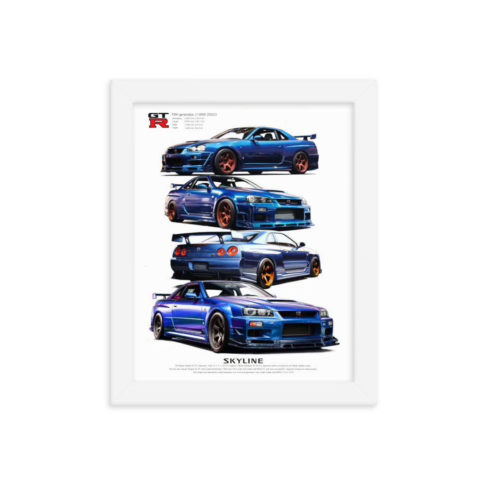 Car illustration [nissan gt-R34] Framed poster